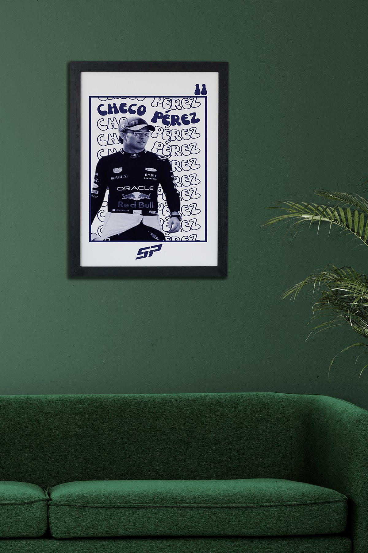 Checo Perez F1 Pilotu Siyah Çerçeveli Poster Tablo