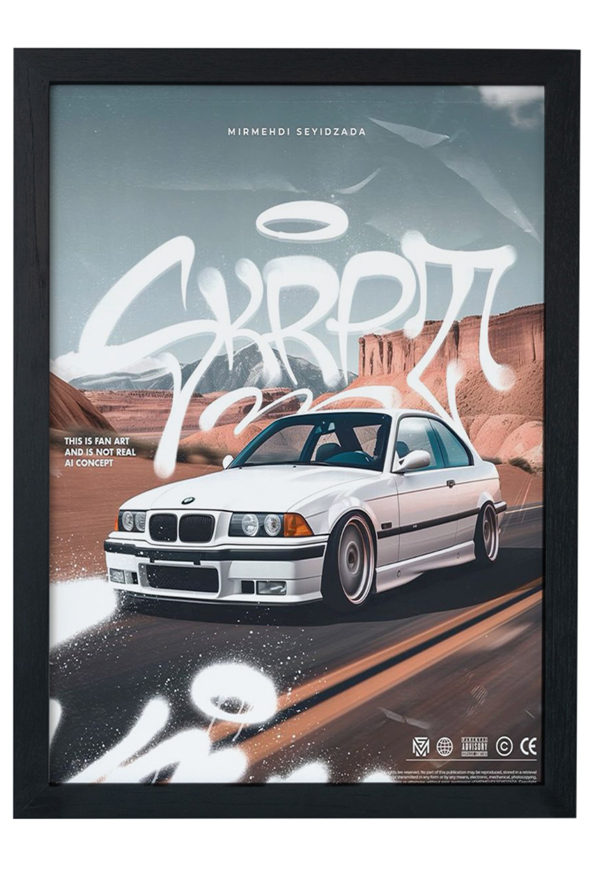 BMW E Car Serie Özel Tasarım Çerçevesiz Poster main variant image