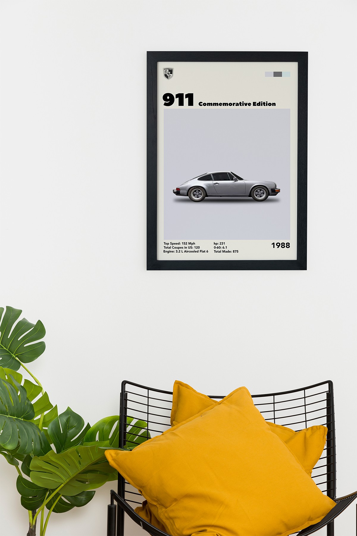 Porsche 911 Commemorative Edition 1988 Siyah Çerçeveli Tablo Poster