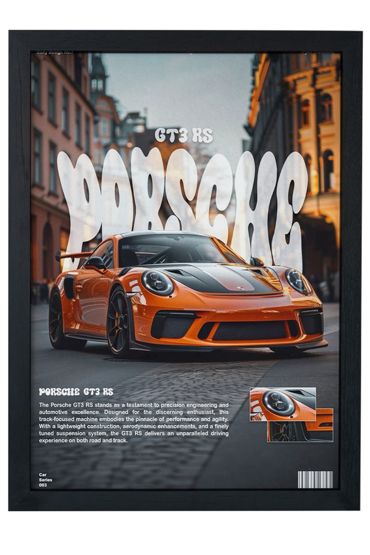 GT3 RS Car Serie Özel Tasarım Siyah Çerçeveli Tablo Poster main variant image