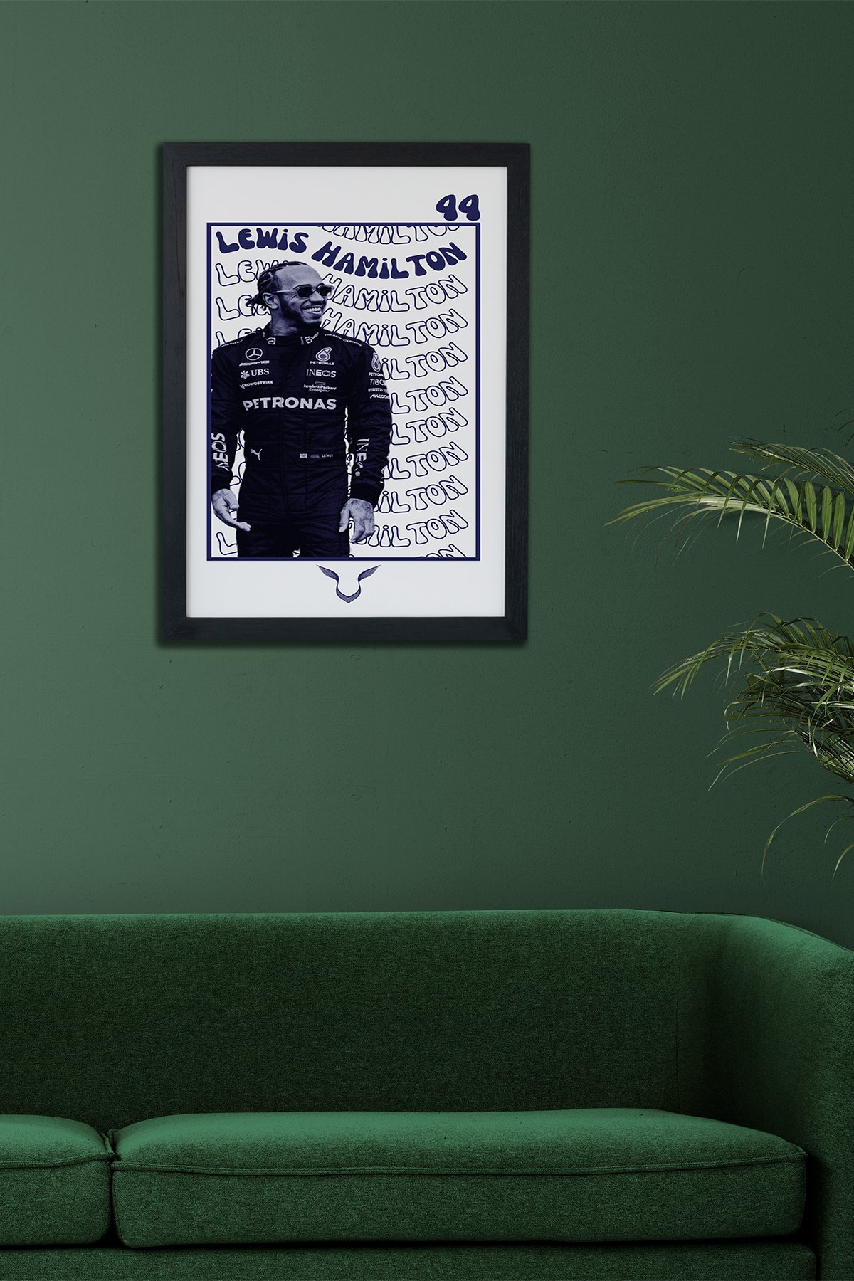 Lewis Hamilton F1 Pilotu Siyah Çerçeveli Poster Tablo