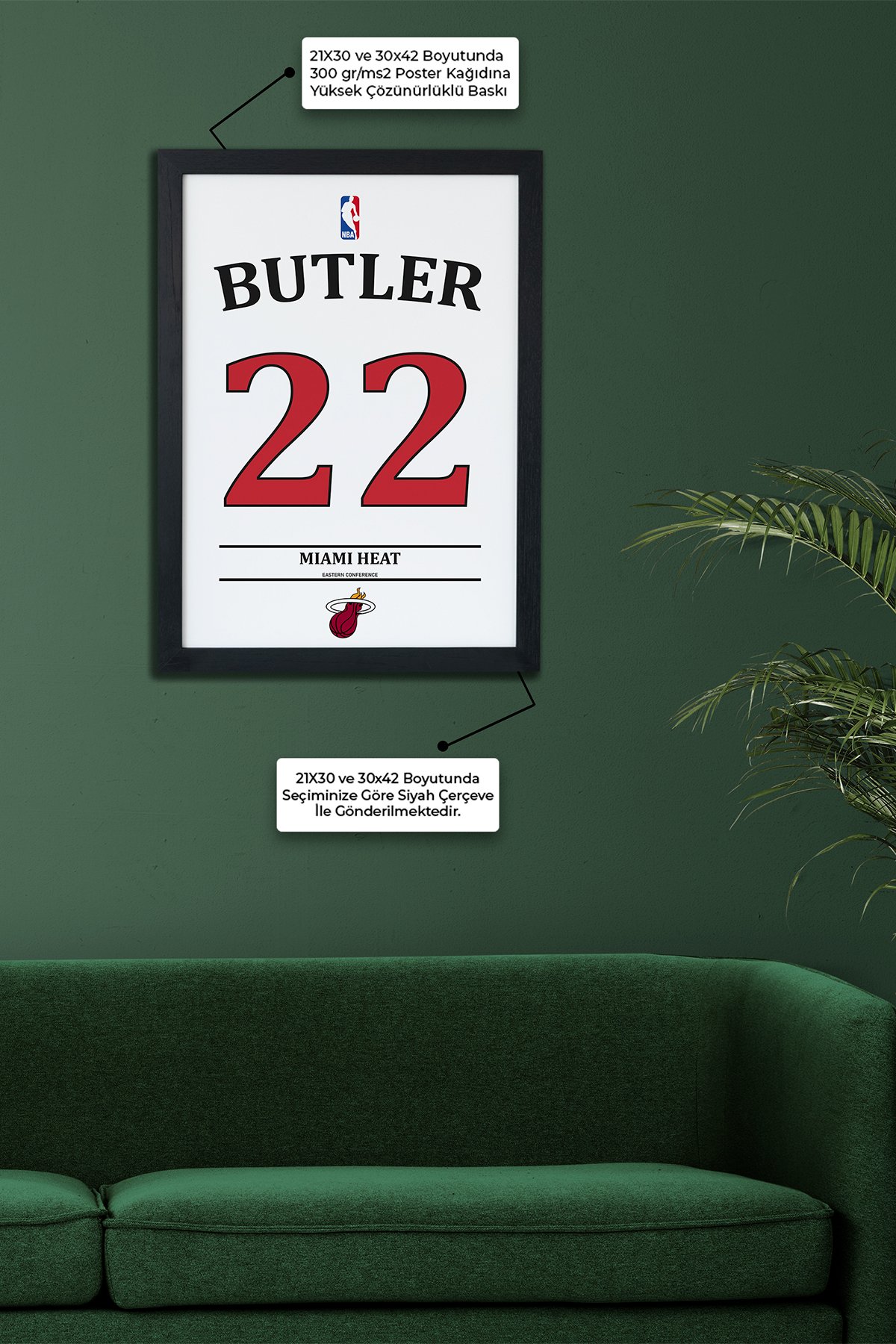 Jimmy Butler Tasarımlı Siyah Çerçeveli Tablo Poster