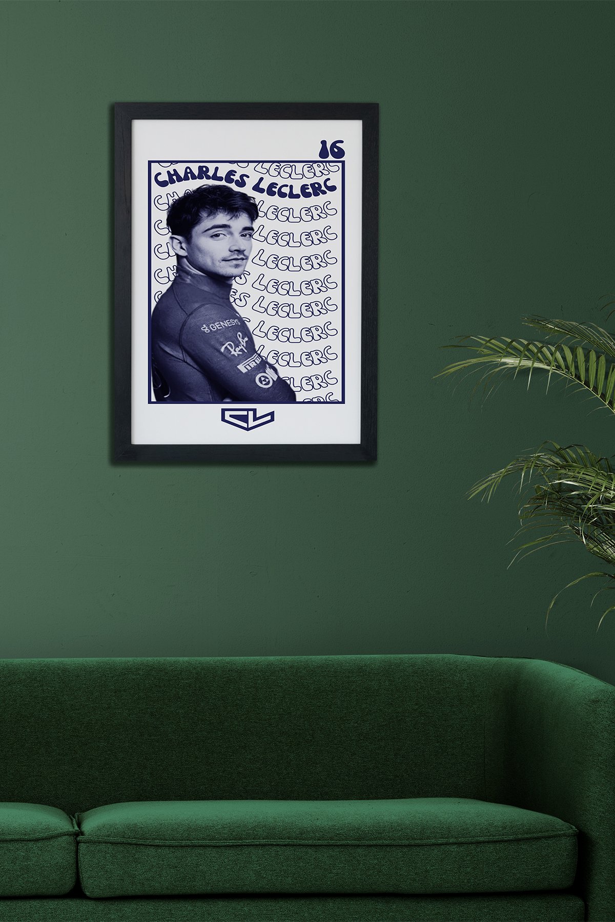 Charles Leclerc F1 Pilotu Siyah Çerçeveli Poster Tablo