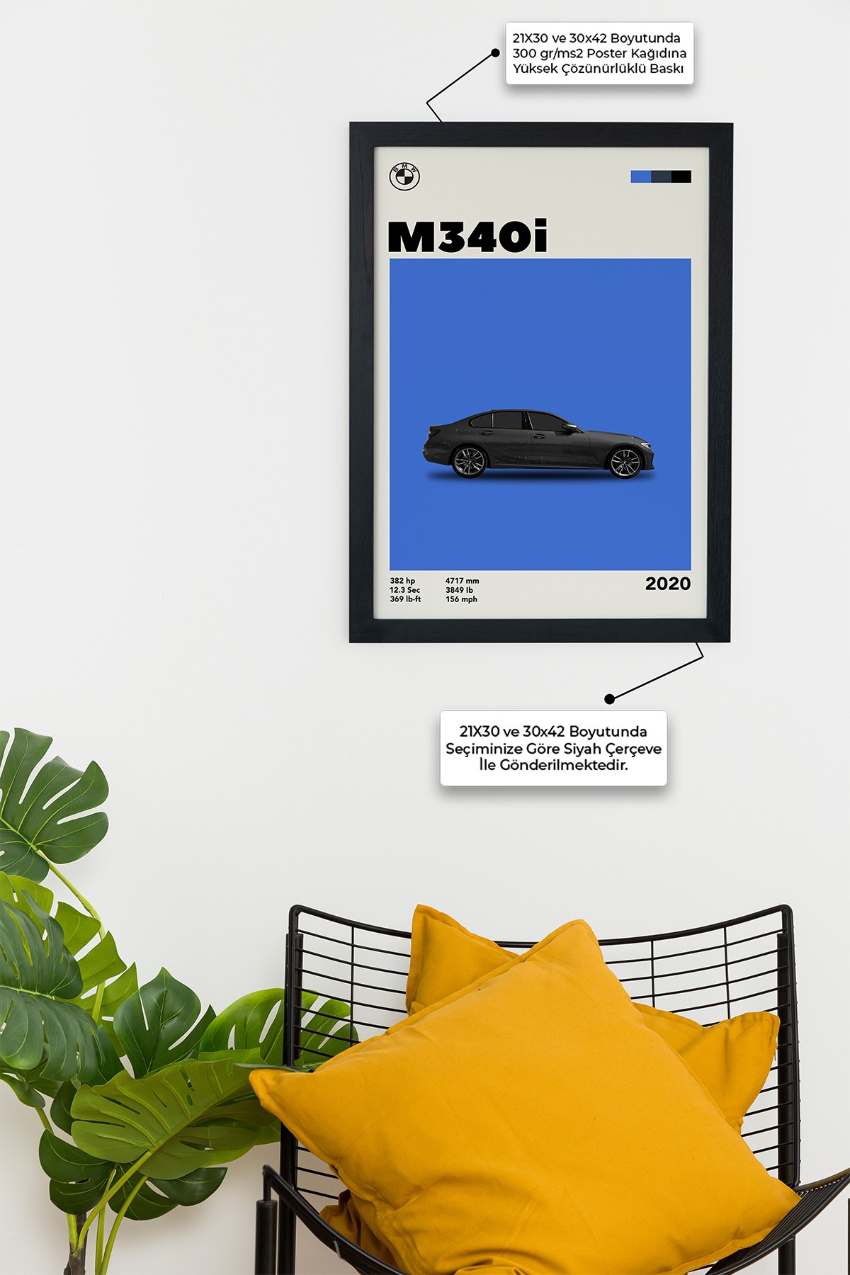 BMW M340İ 2020 Car Serie Özel Tasarım Çerçevesiz Poster