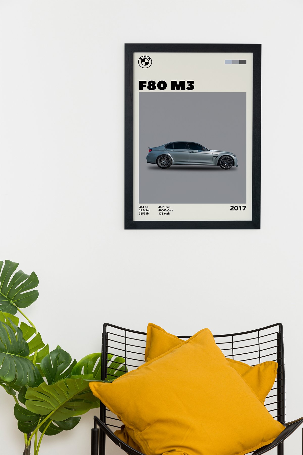 BMW F80 M3 2017 Car Serie Özel Tasarım Çerçevesiz Poster