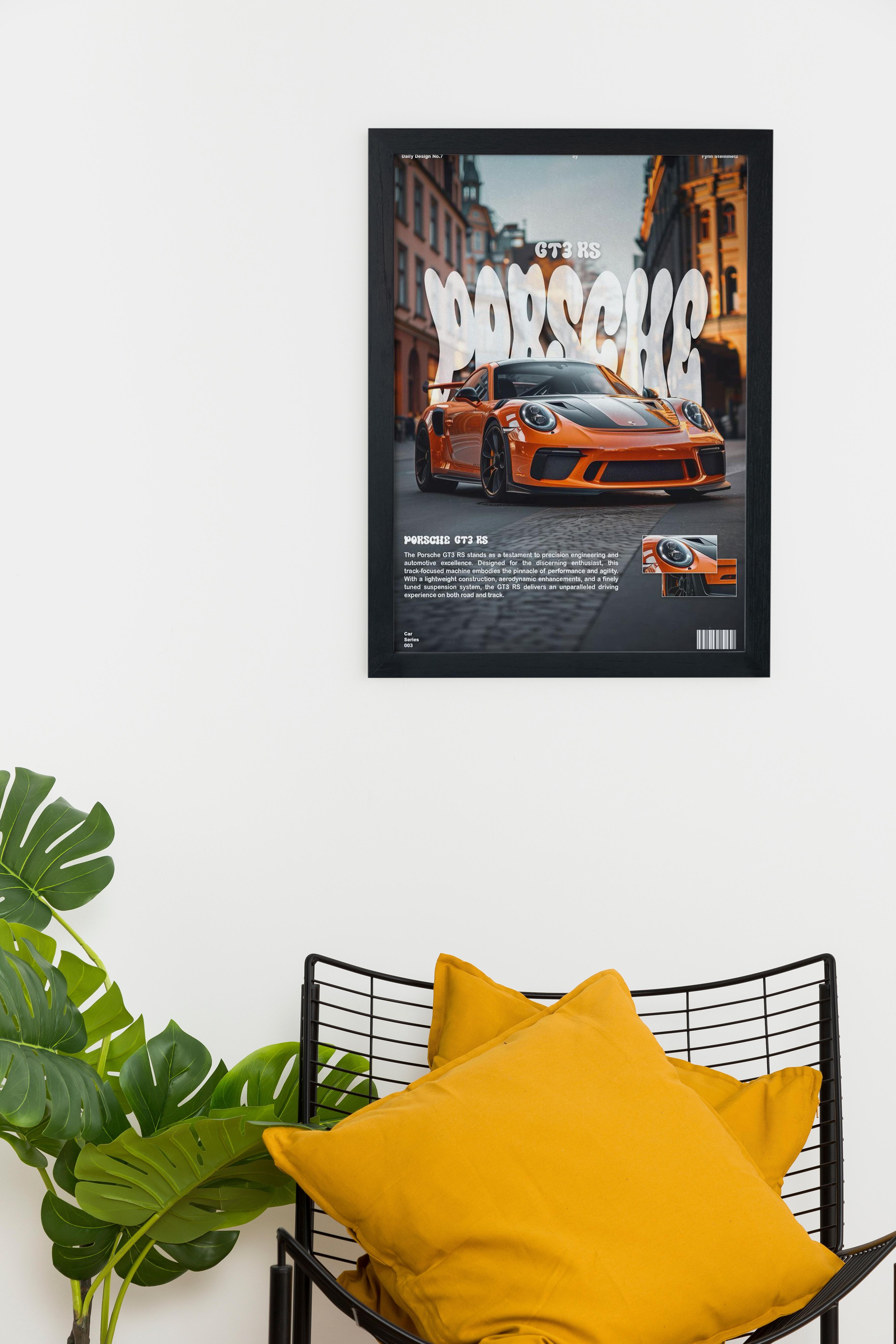 GT3 RS Car Serie Özel Tasarım Siyah Çerçeveli Tablo Poster