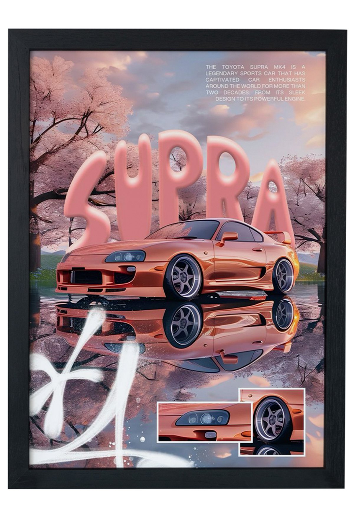 SUPRA Car Serie Özel Tasarım Siyah Çerçeveli Tablo Poster main variant image