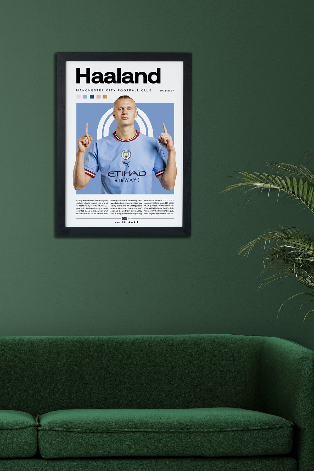 Erling Haaland Manchester City Siyah Çerçeveli Poster Tablo