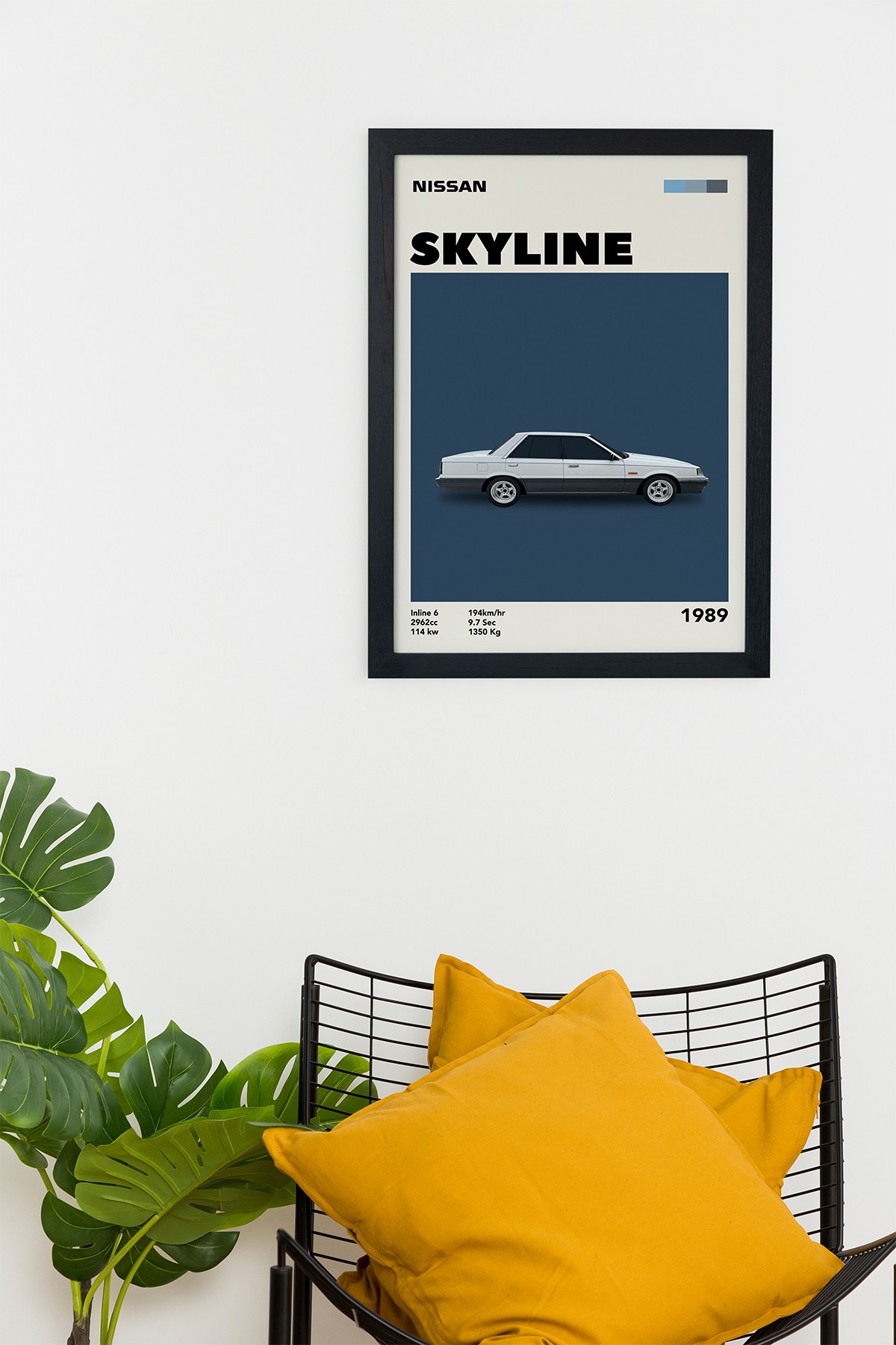 Nissan Skyline 1989 Car Serie Özel Tasarım Siyah Çerçeveli Tablo Poster