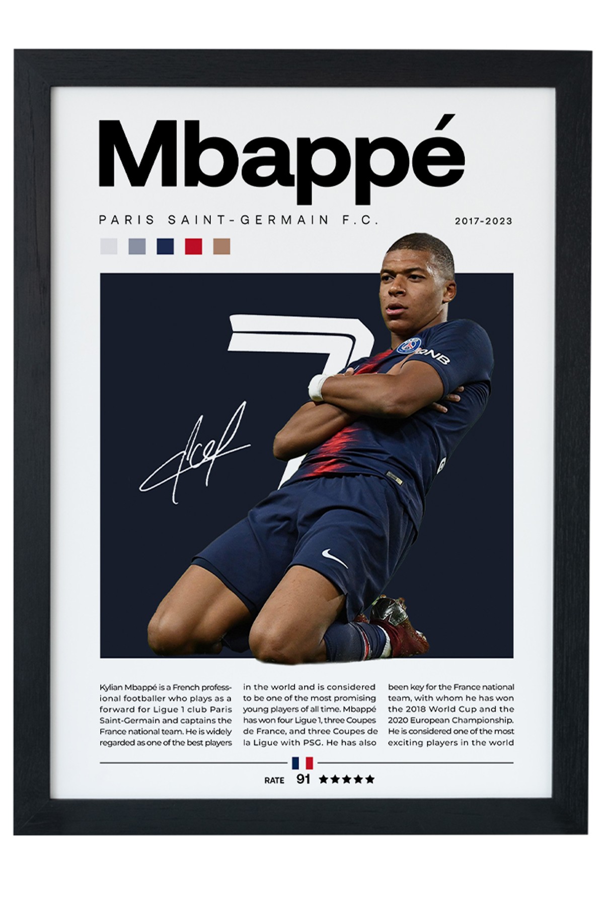 Kylian Mbappé Paris Saint Germain FC Siyah Çerçeveli Poster Tablo main variant image