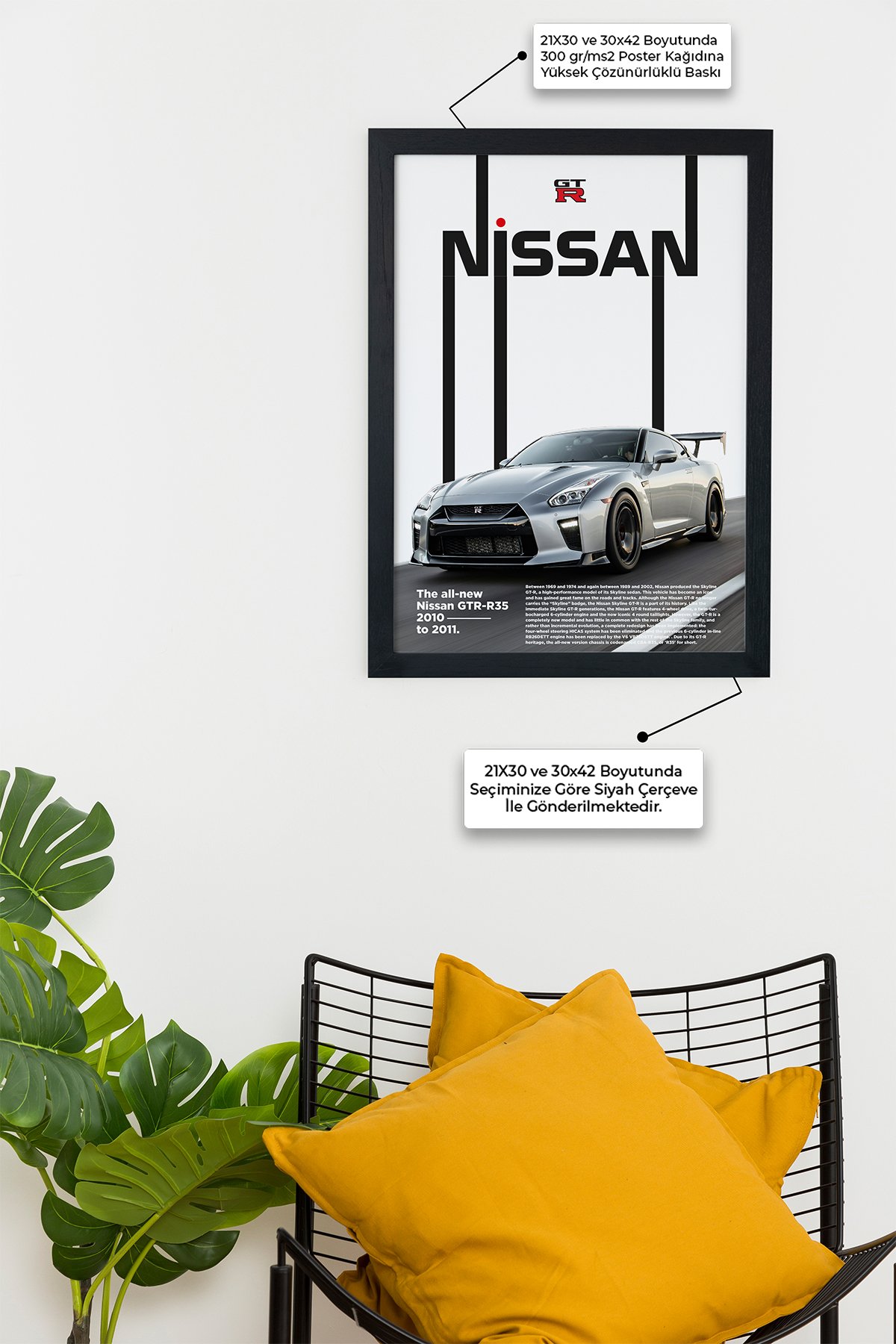 Nissan Gtr R35 Siyah Çerçeveli Tablo Poster