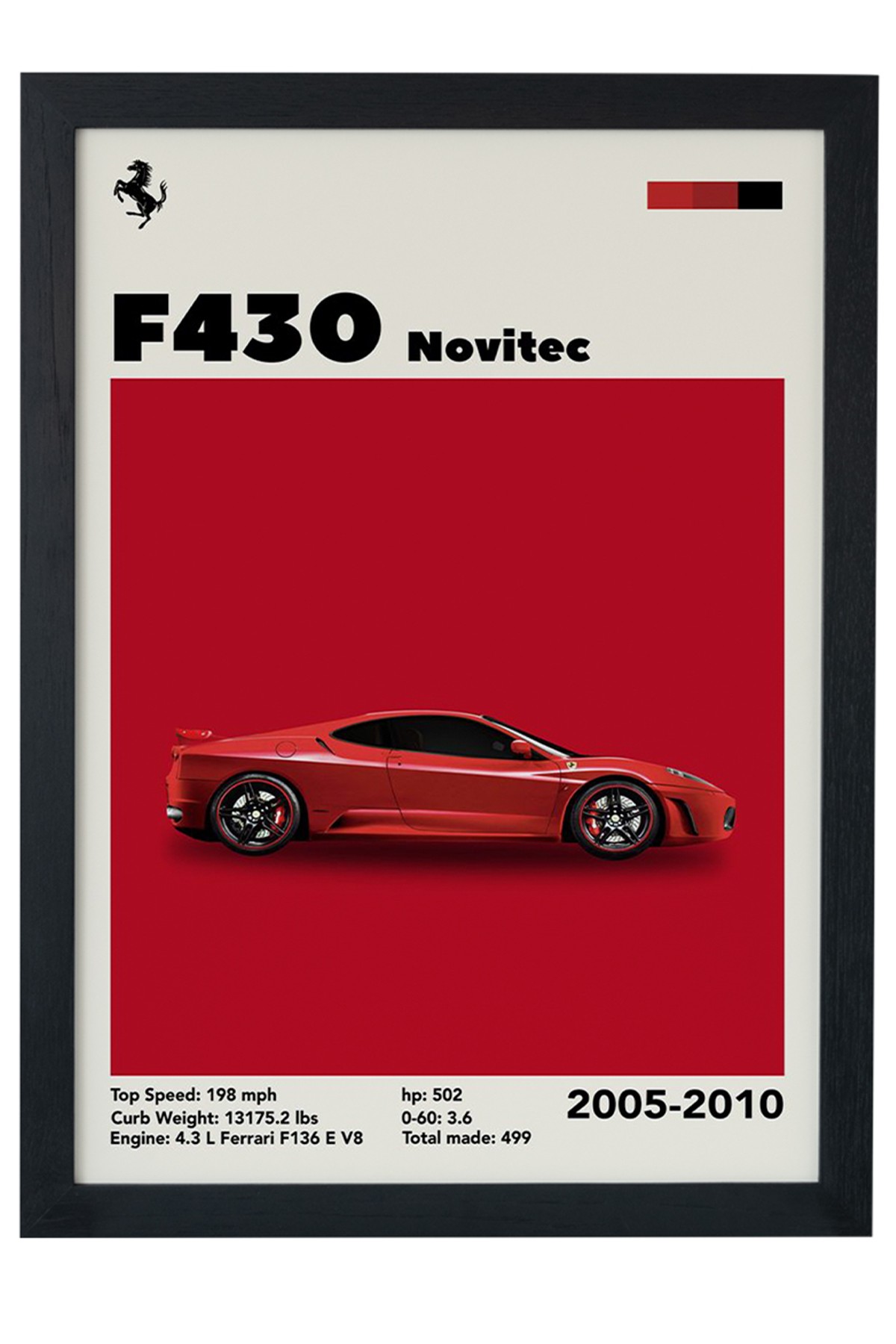 Ferrari F430 Novitec Car Serie Özel Tasarım Siyah Çerçeveli Tablo Poster main variant image