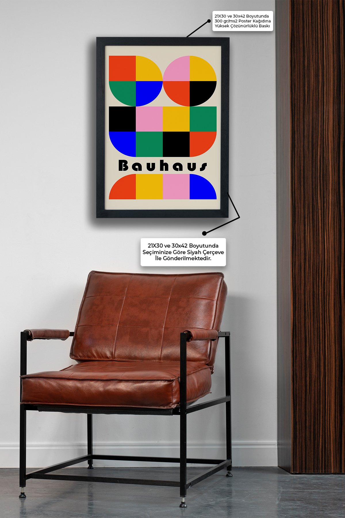 Bauhaus Color V1 Siyah Çerçeveli Tablo Poster