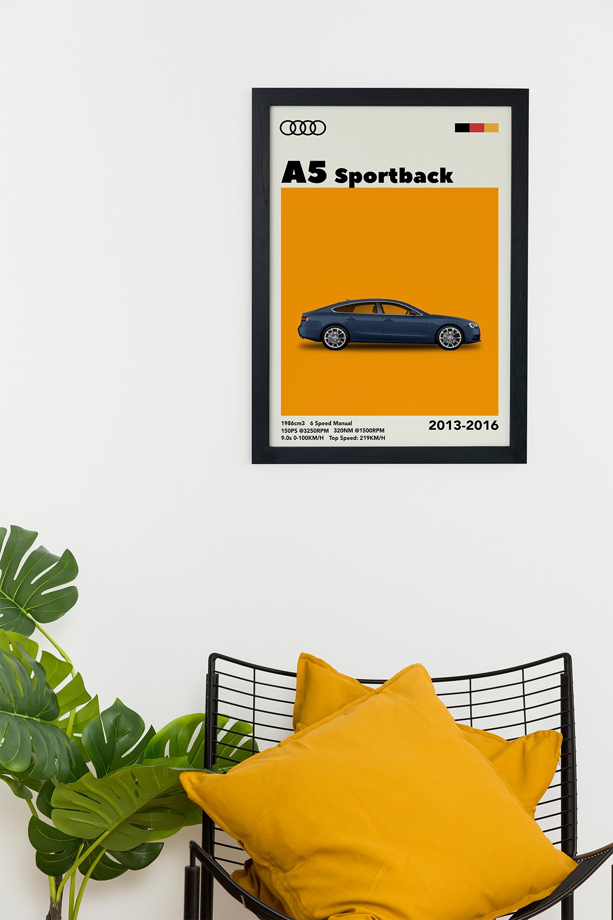 Audi A5 Sportpack 2013-2016 Özel Tasarım Siyah Çerçeveli Tablo Poster