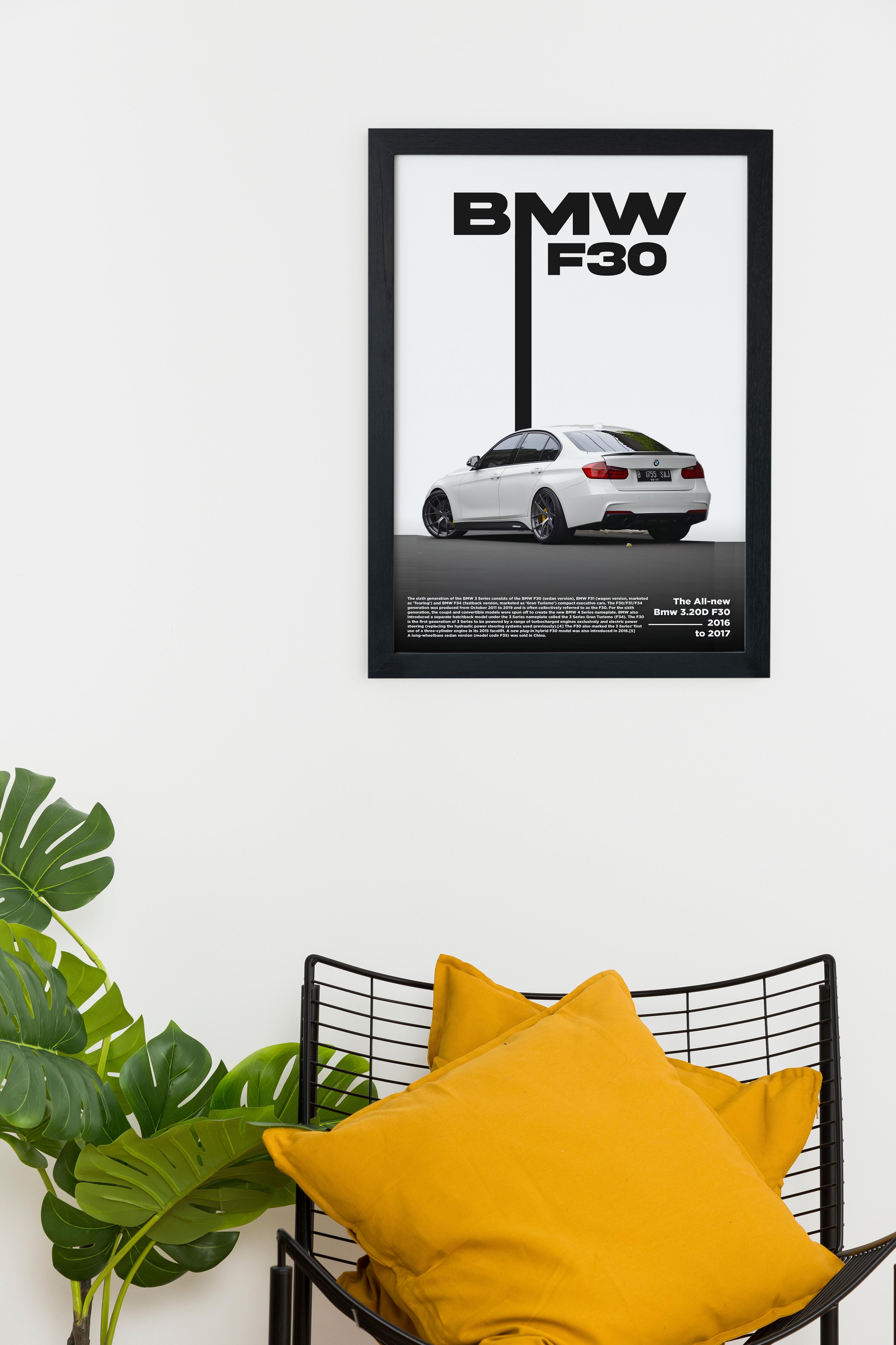 Bmw 3.20D F30 V2 Tasarım Çerçevesiz Poster