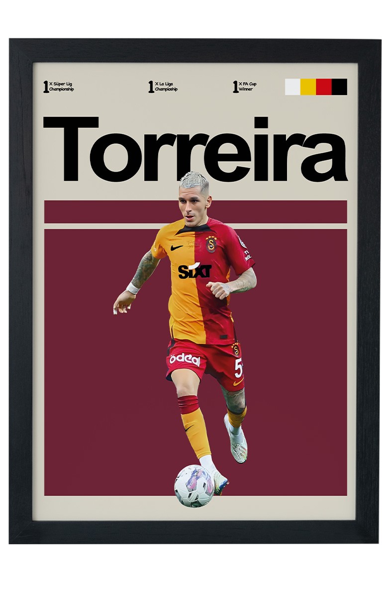 Lucas Torreira Galatasaray Siyah Çerçeveli Poster Tablosu image