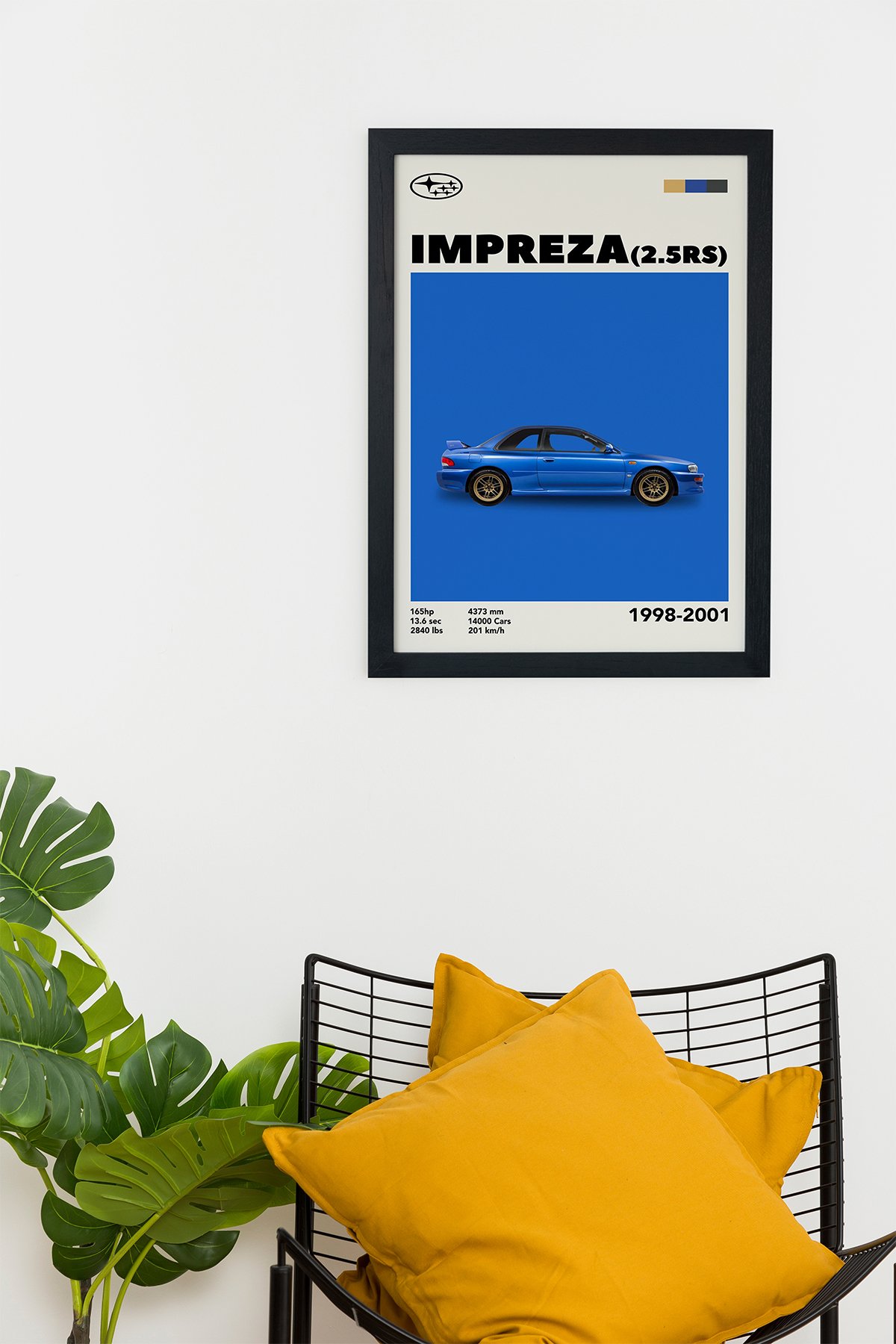 Subaru Impreza (2.5RS) 1998-2001 Car Serie Özel Tasarım Siyah Çerçeveli Tablo Poster