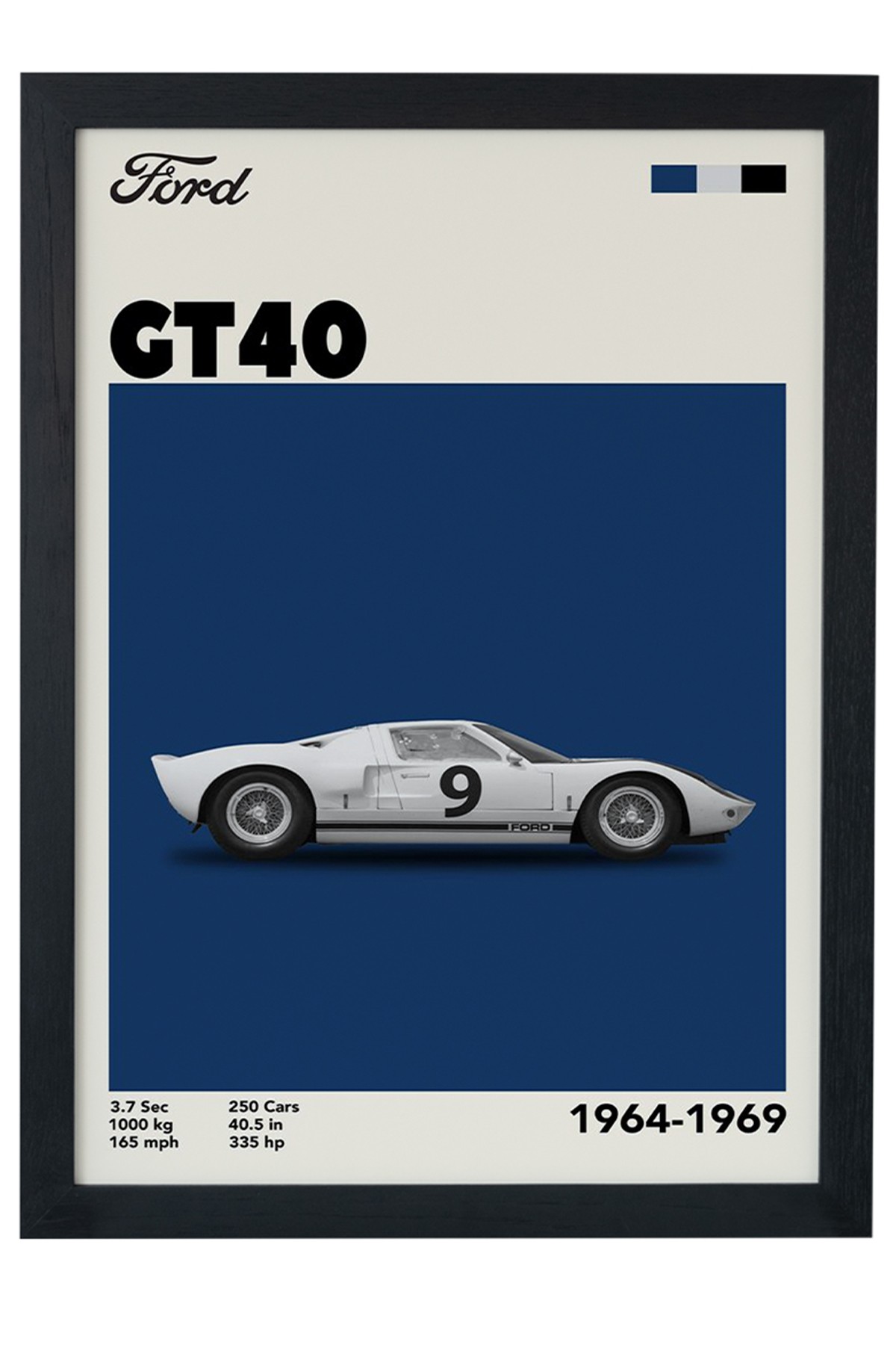 Ford GT40 1964-1969 Car Serie Özel Tasarım Siyah Çerçeveli Tablo Poster main variant image