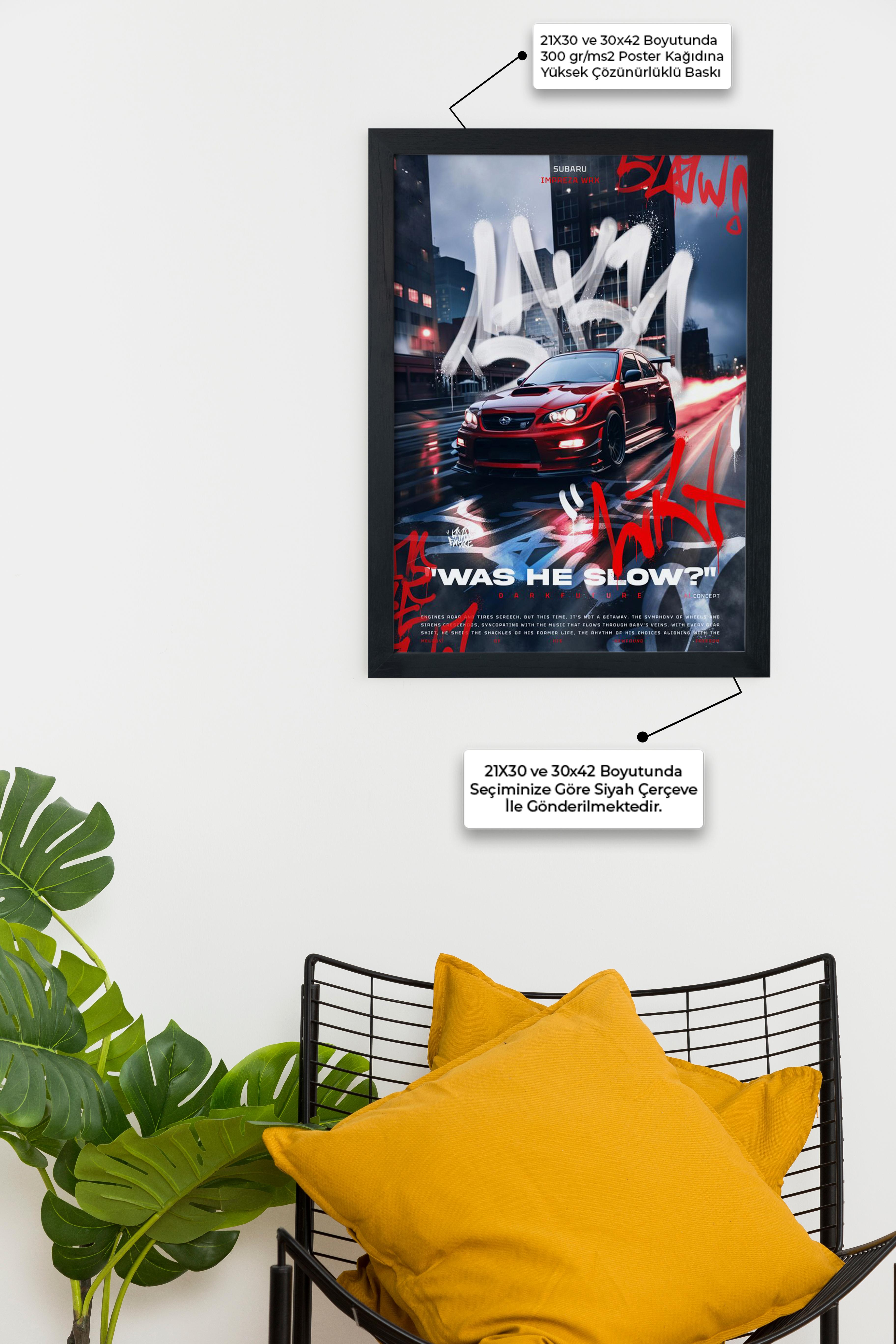 SUBARU Car Serie Özel Tasarım Siyah Çerçeveli Tablo Poster