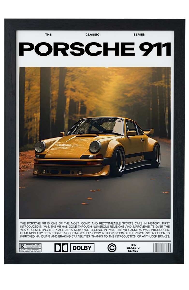 PORSCHE 911-V Car Serie Özel Tasarım Siyah Çerçeveli Tablo Poster main variant image