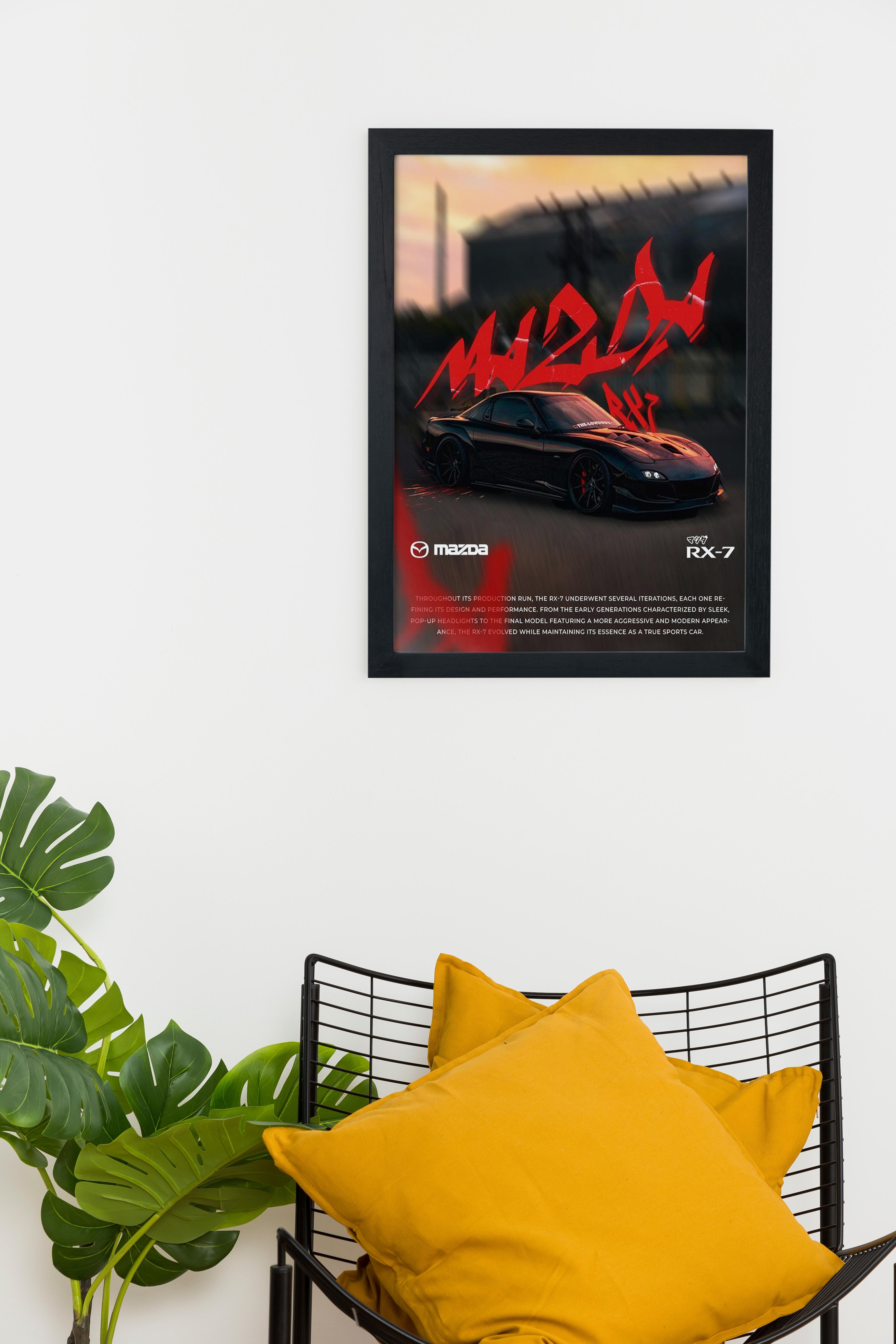 MAZDA Car Serie Özel Tasarım Siyah Çerçeveli Tablo Poster