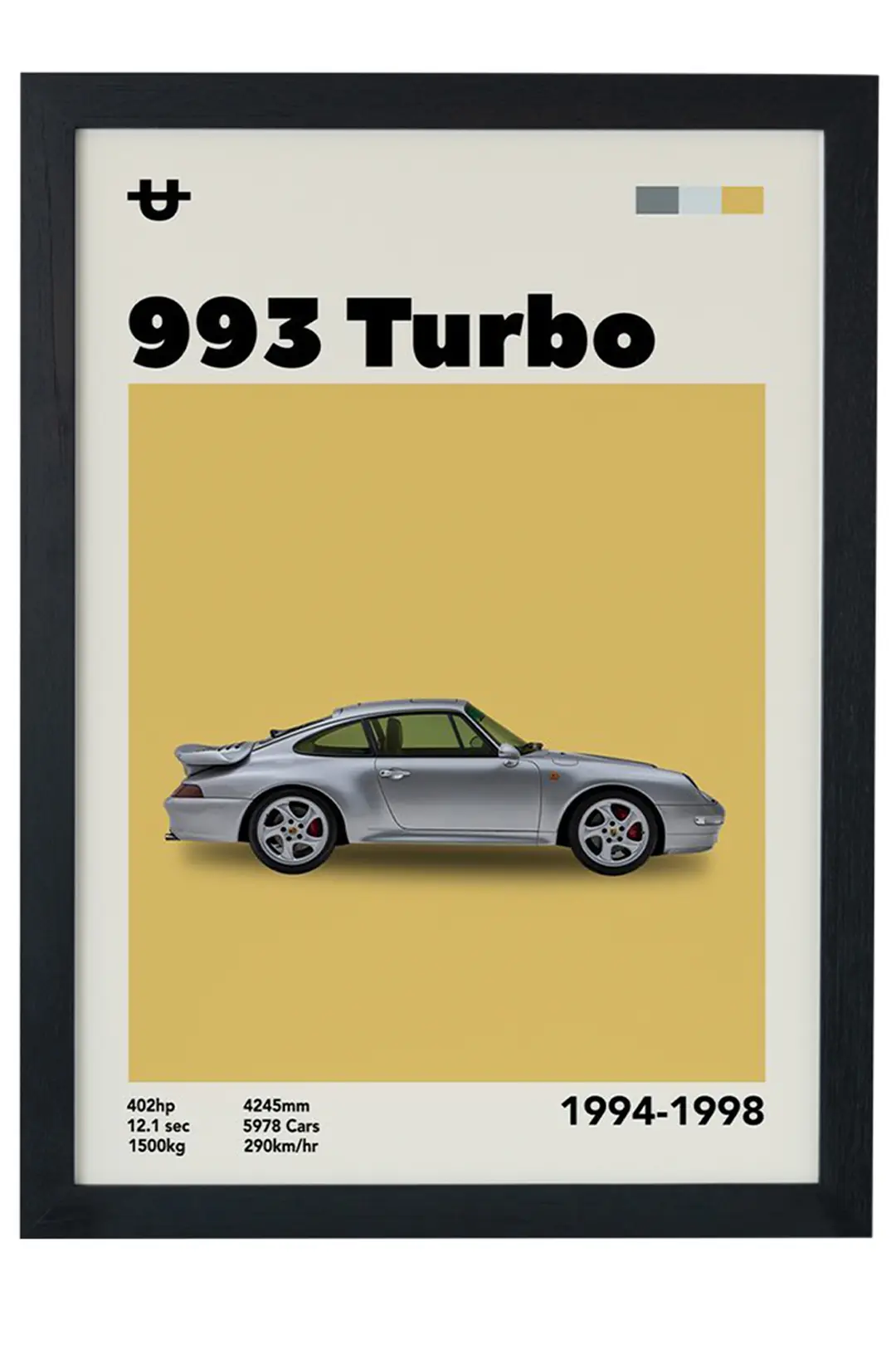 993 TURBO Car Serie Özel Tasarım Çerçevesiz Poster