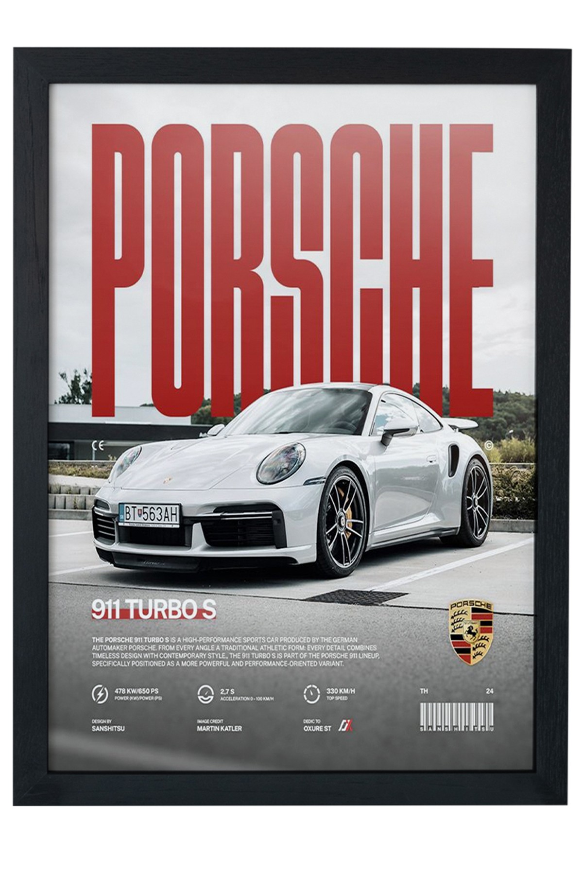 PORSCHE Car Serie Özel Tasarım Siyah Çerçeveli Tablo Poster main variant image