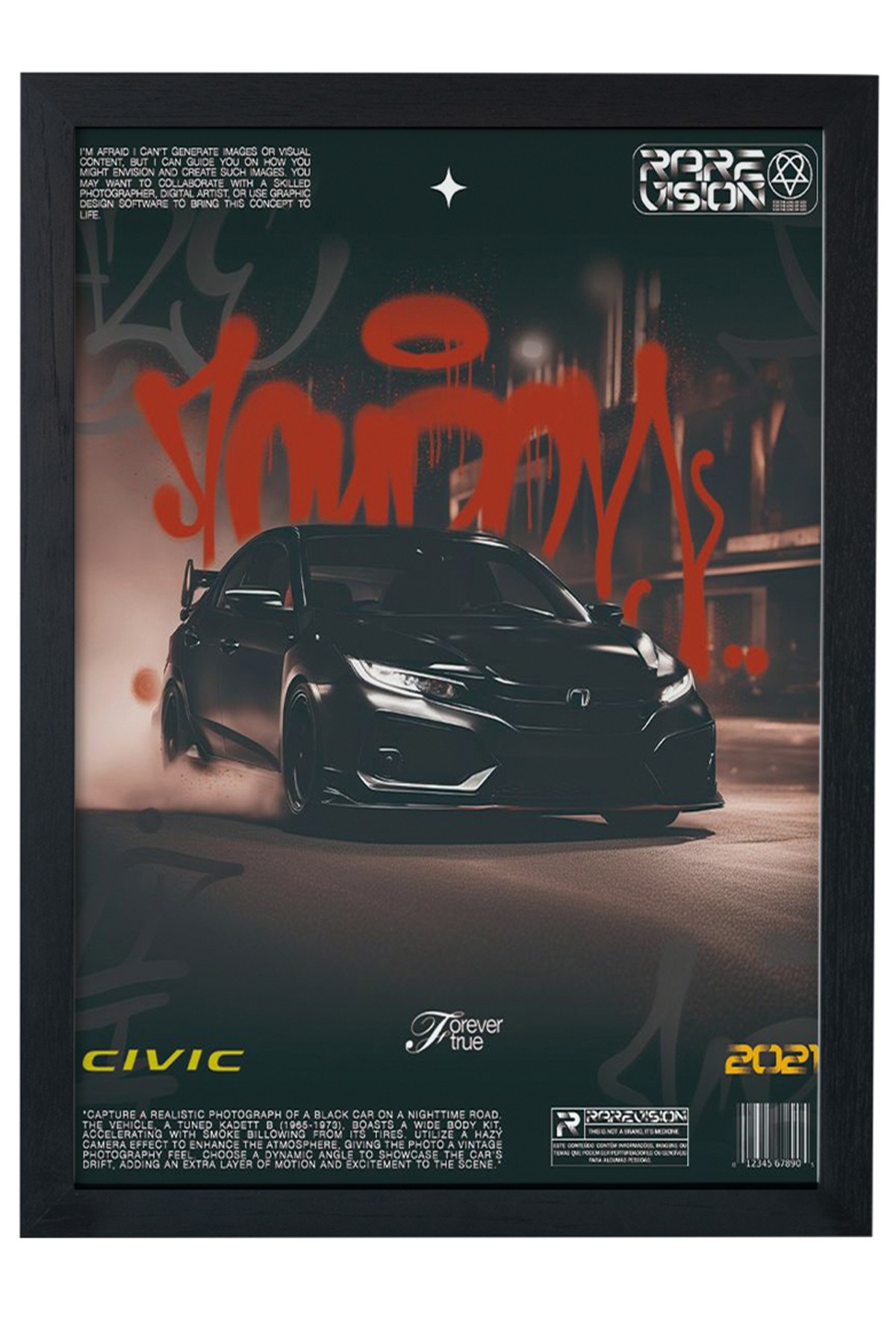 Honda Cıvıc TYPE-R V2 Siyah Çerçeveli Tablo Poster main variant image