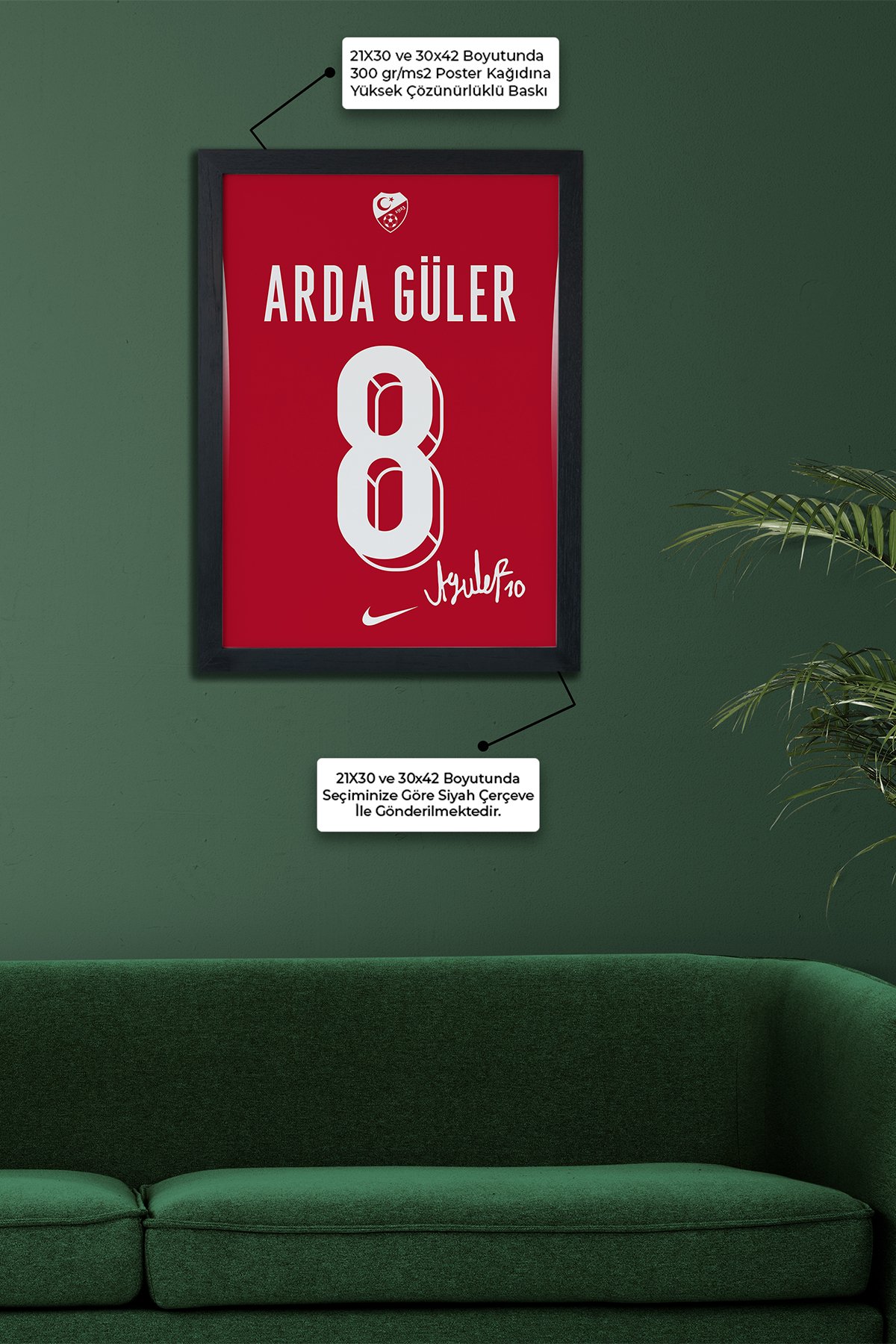 Arda Güler Türkiye Forması Siyah Çerçeveli Tablo Poster