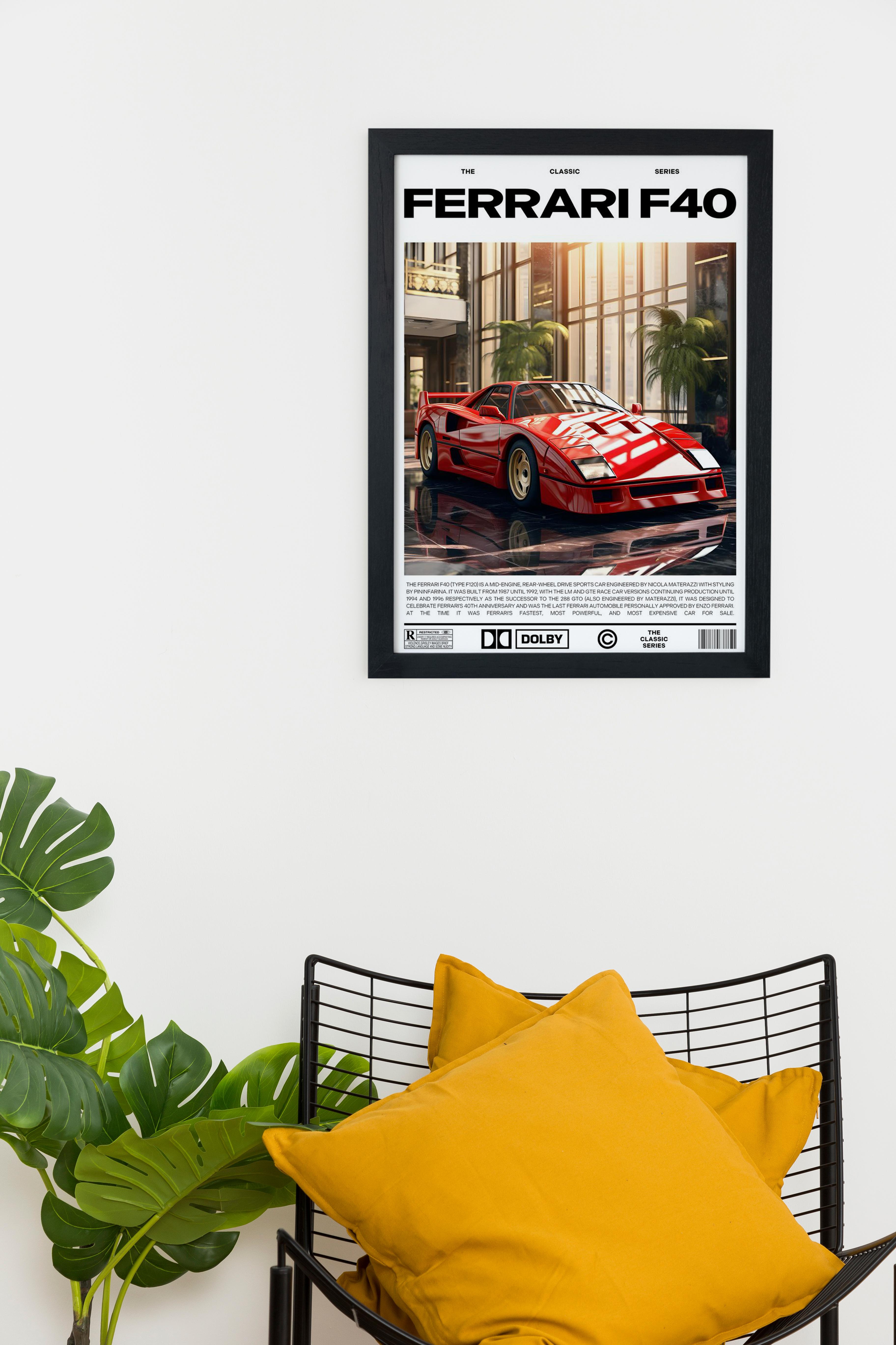 FERRARİ F40 Car Serie Özel Tasarım Siyah Çerçeveli Tablo Poster