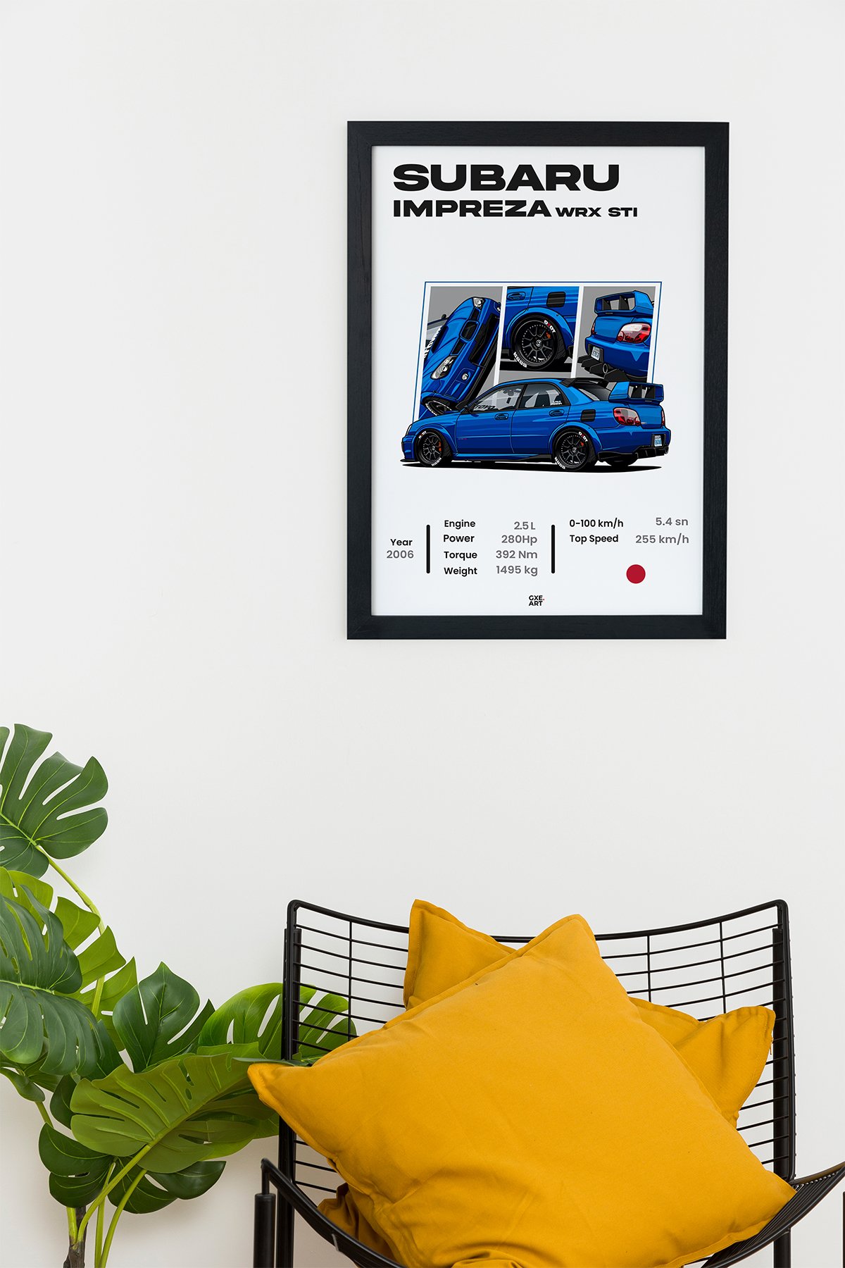 Subaru Impreza WRX STI Siyah Çerçeveli Tablo Poster