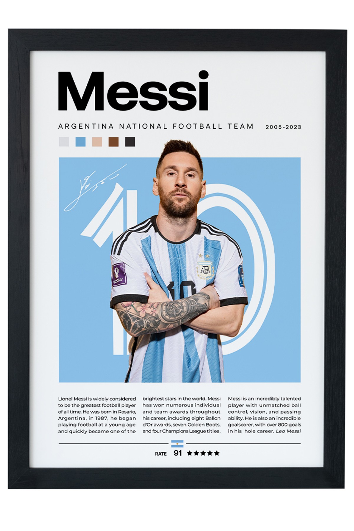 Lionel Messi Argentina National Football Team Siyah Çerçeveli Poster Tablo main variant image