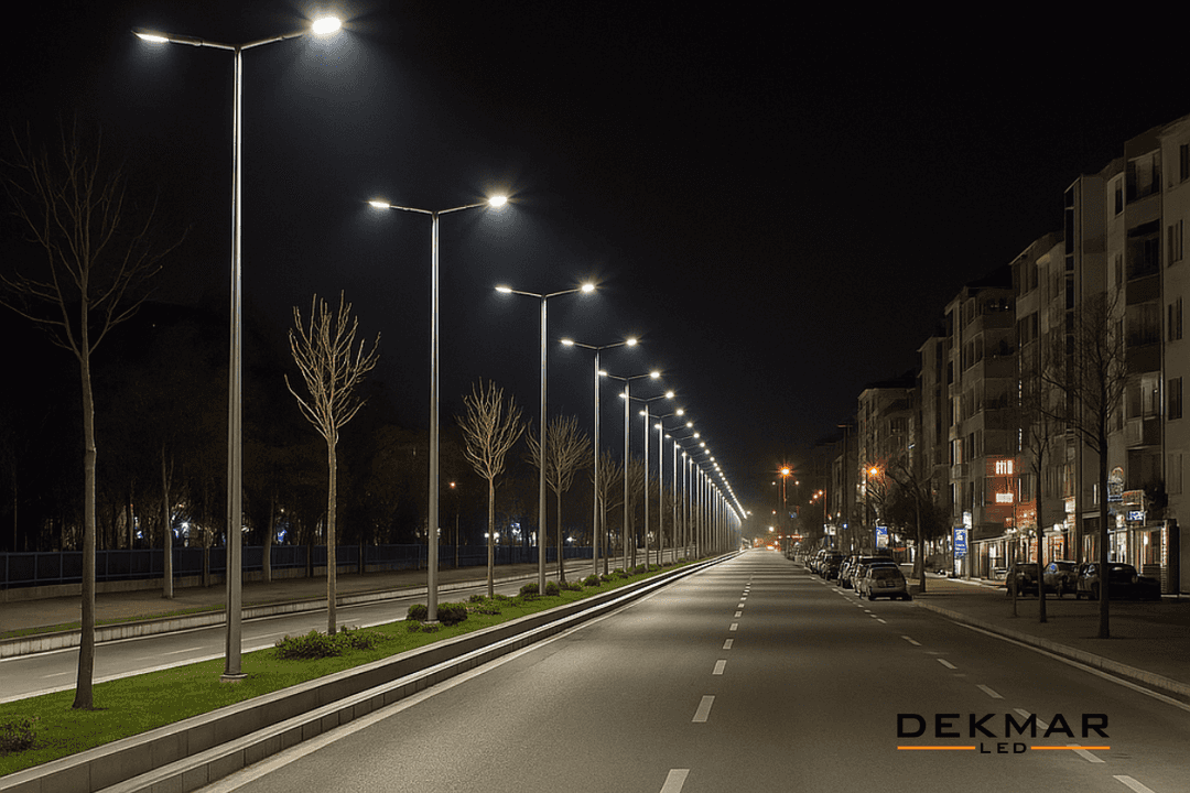 Pelsan sokak armatürü referans proje: cadde aydınlatma uygulaması. 