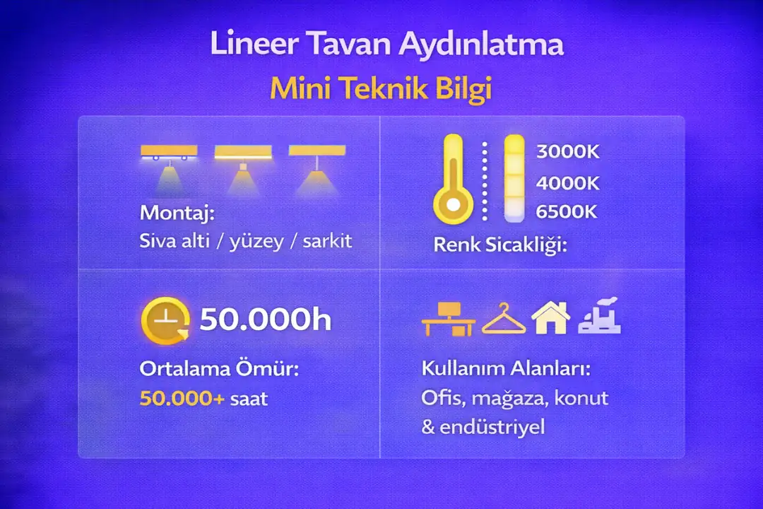 Lineer tavan aydınlatma teknik özellikleri ve uygulama bilgileri&nbsp;