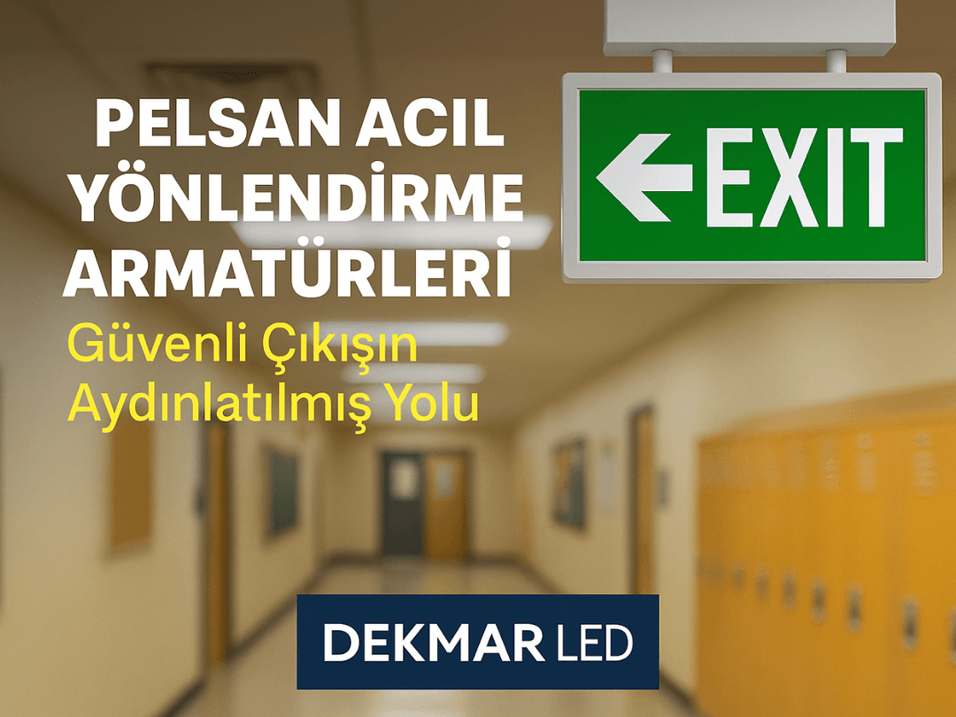 Okullarda güvenli tahliye için Pelsan acil yönlendirme armatürleriyle yönetmelik uyumlu çözümler. DEKMAR LED kalitesiyle. 