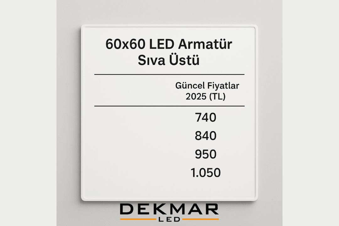 2025 yılı güncel sıva üstü 60x60 LED armatür fiyatları ile modern projelere uygun bütçeli aydınlatma çözümleri sunuluyor.