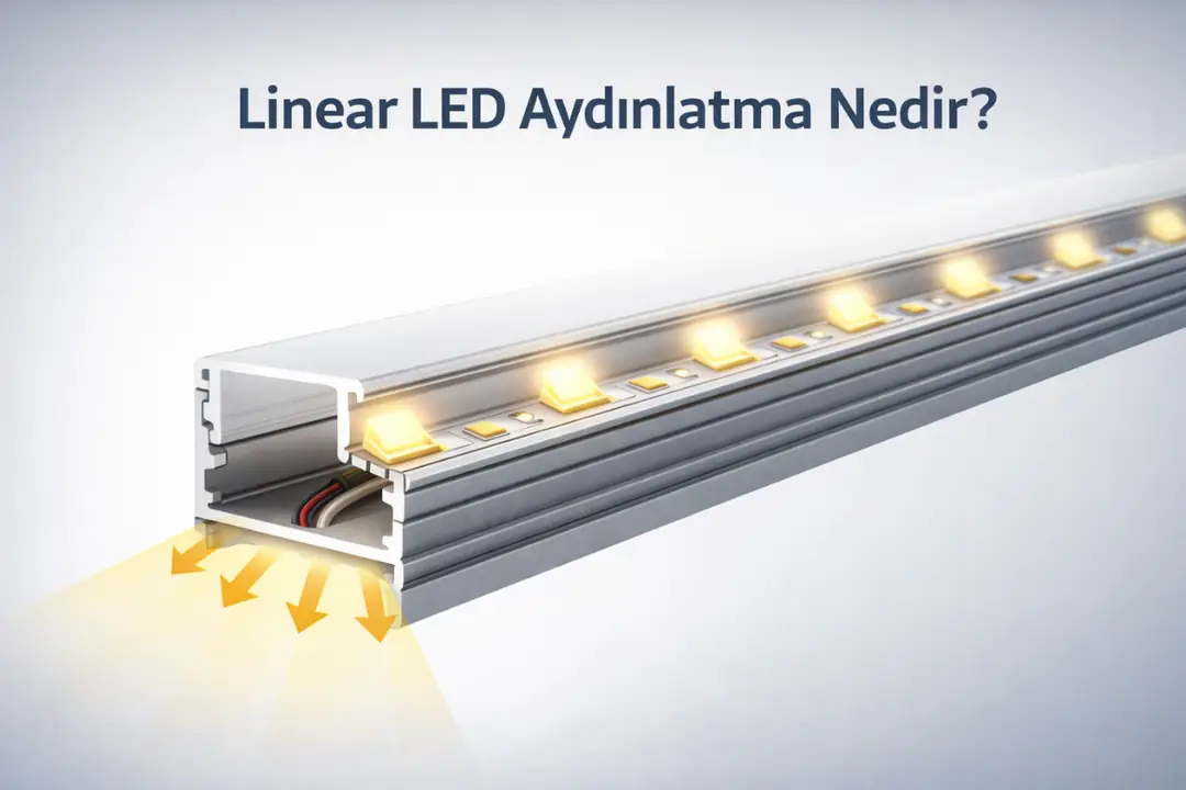 Linear LED aydınlatma sisteminin profil ve ışık yapısı