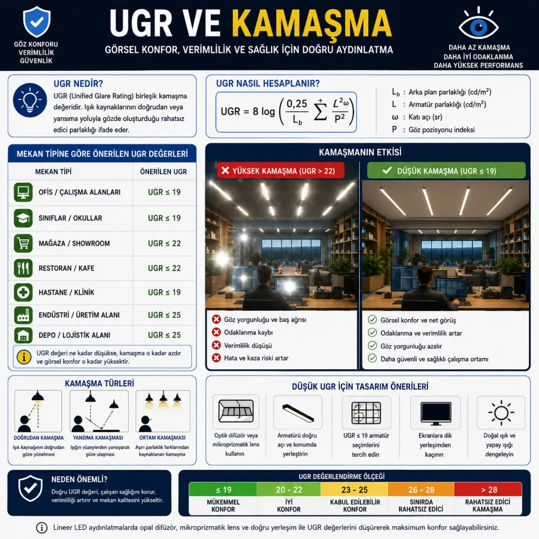 UGR değeri ve kamaşma karşılaştırması&nbsp;