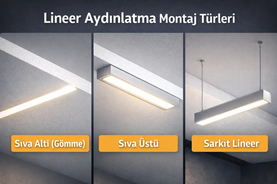 Sıva altı, sıva üstü ve sarkıt lineer aydınlatma sistemleri karşılaştırması&nbsp;