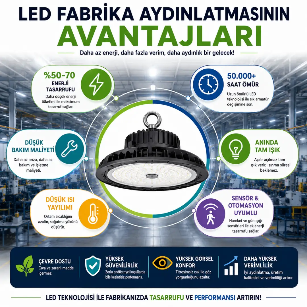 LED fabrika aydınlatmasının enerji ve bakım avantajları&nbsp;