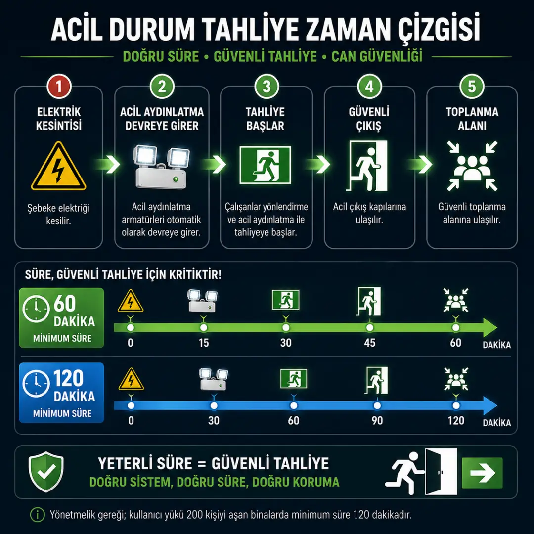 Elektrik kesintisinde acil aydınlatma ile tahliye süreci&nbsp;