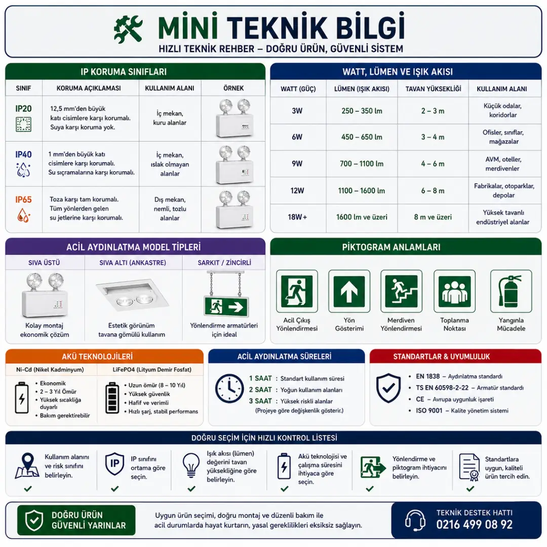 Acil aydınlatma teknik bilgileri ve standartlar&nbsp;