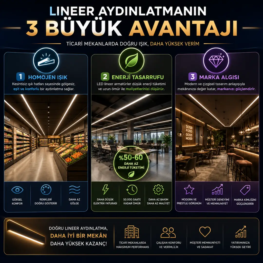 Lineer aydınlatmanın ticari mekanlardaki avantajları&nbsp;