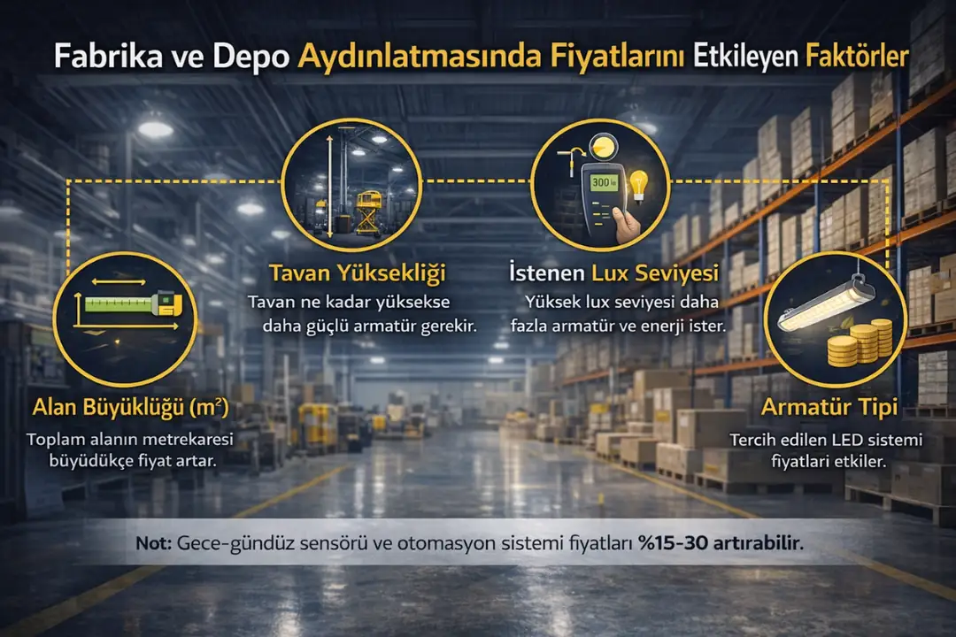 Fabrika ve depo aydınlatması fiyatlarını etkileyen faktörler