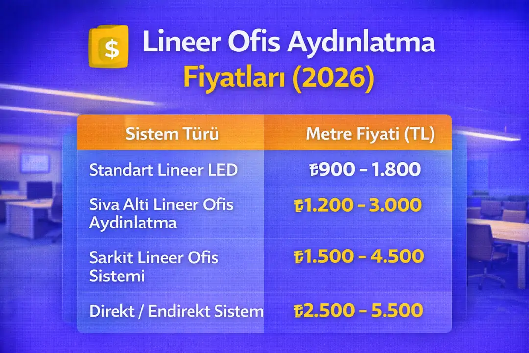 2026 lineer ofis aydınlatma fiyatları metre bazlı tablo&nbsp;