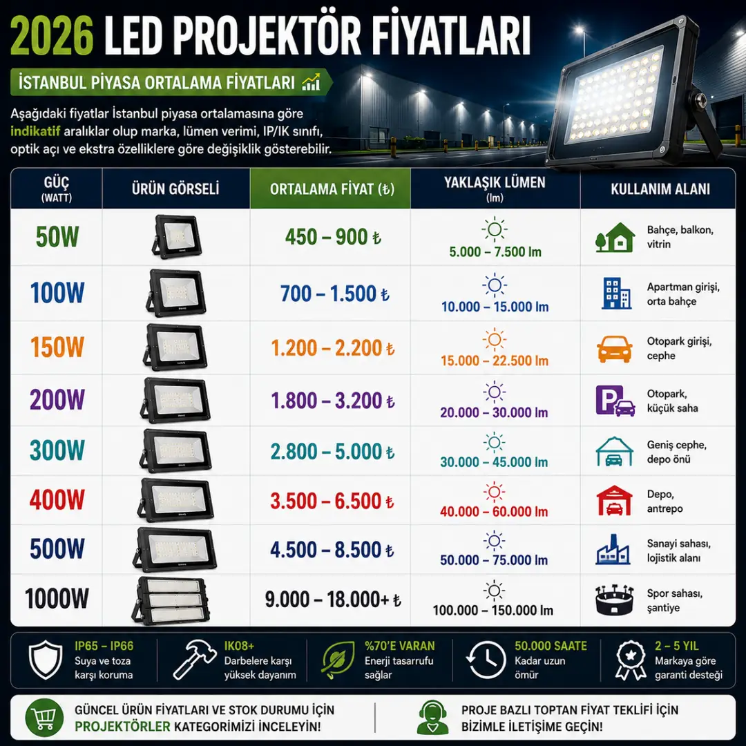 2026 LED projektör fiyat tablosu&nbsp;