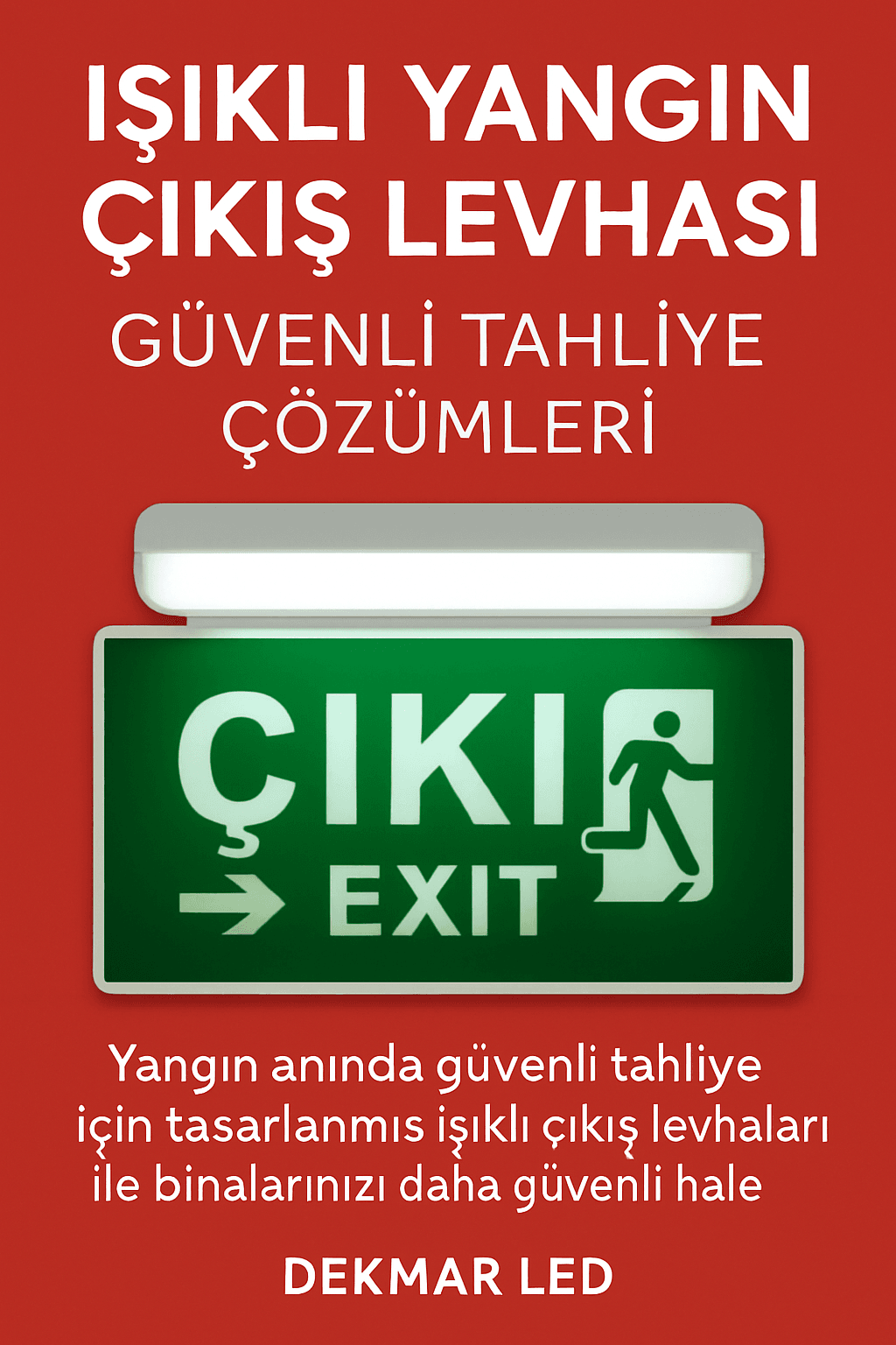Işıklı yangın çıkış levhası ile güvenli tahliye sağlayın. LED aydınlatmalı, enerji tasarruflu ve yönetmeliğe uygun. 