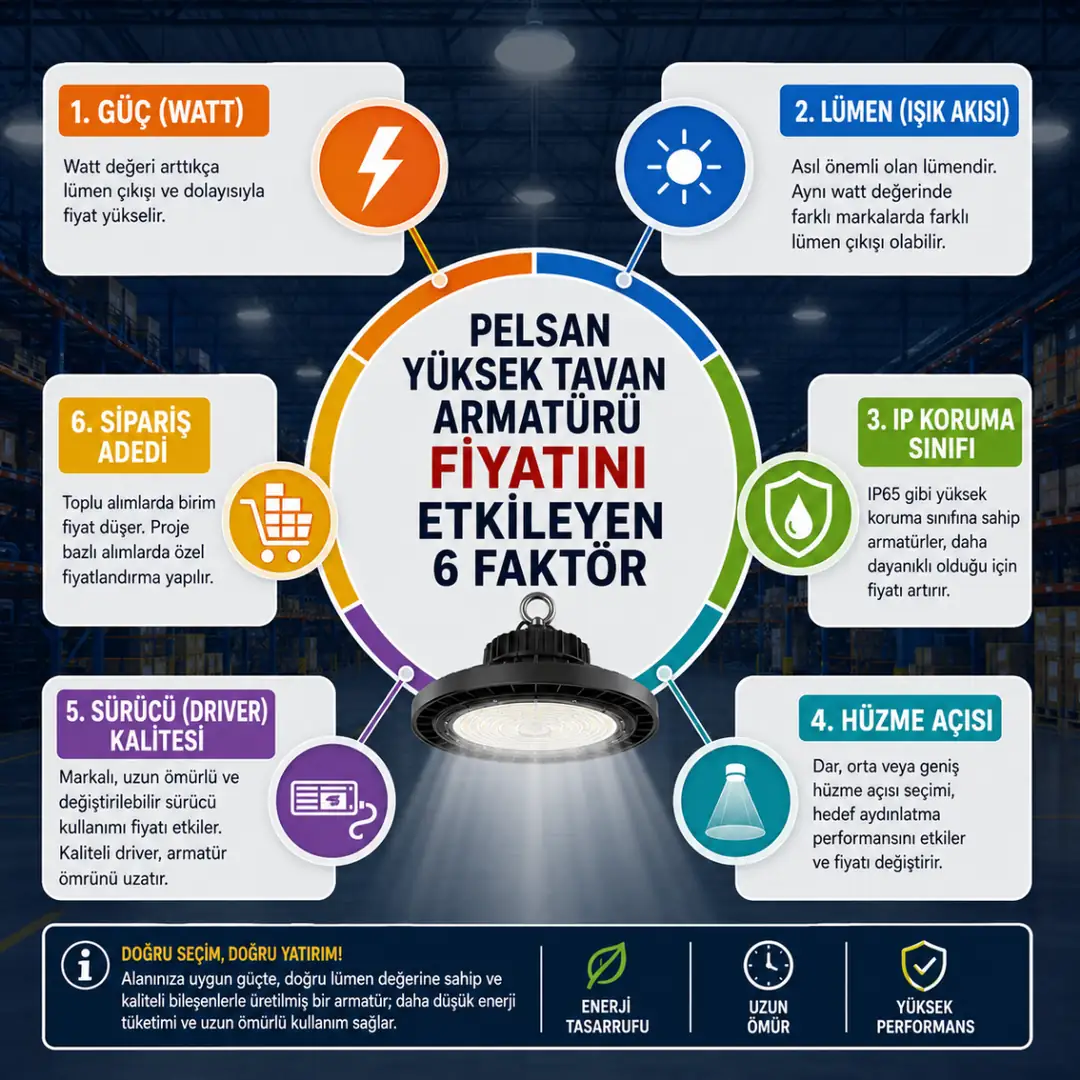 Yüksek tavan armatürü fiyatını etkileyen temel faktörler&nbsp;