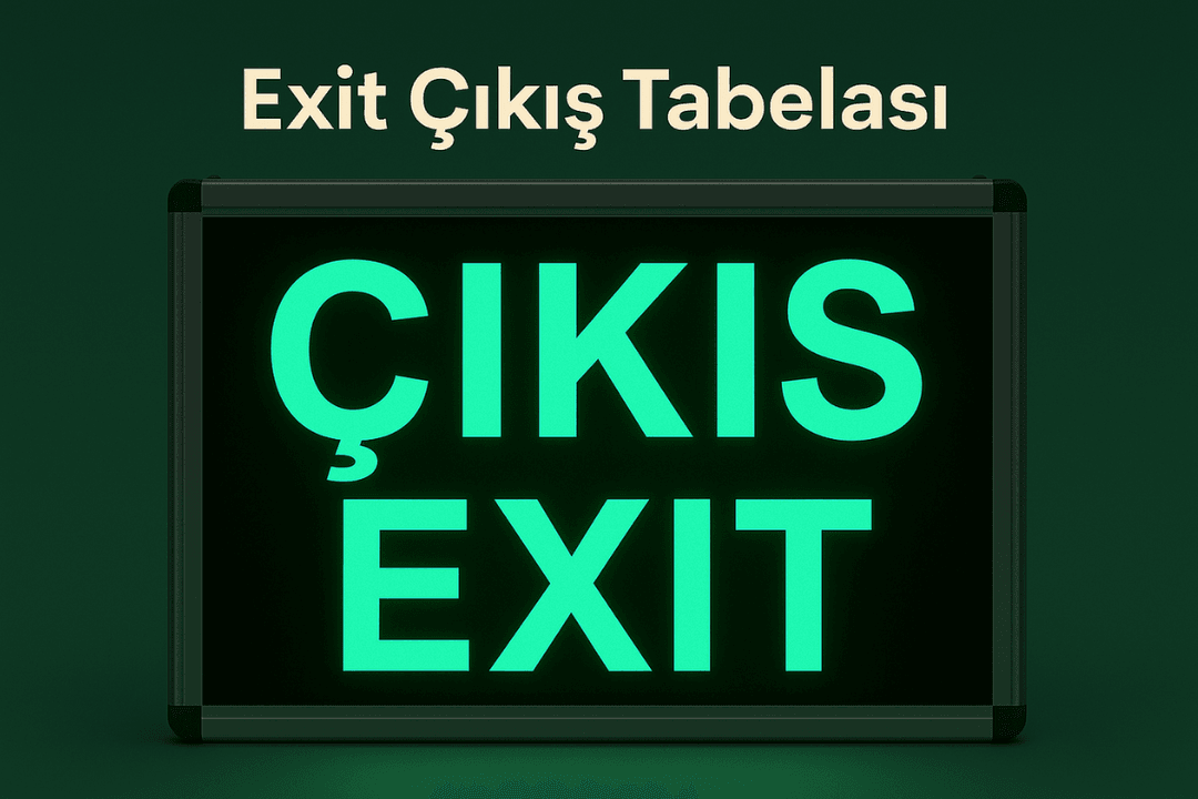 AVM iç mekanları için LED ışıklı exit çıkış tabelası, güvenli tahliye için yüksek görünürlük sağlar.