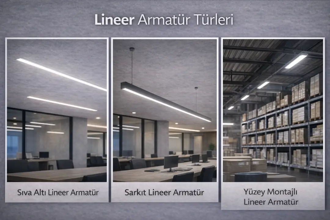 Sıva altı, sarkıt ve yüzey montajlı lineer armatür çeşitleri&nbsp;